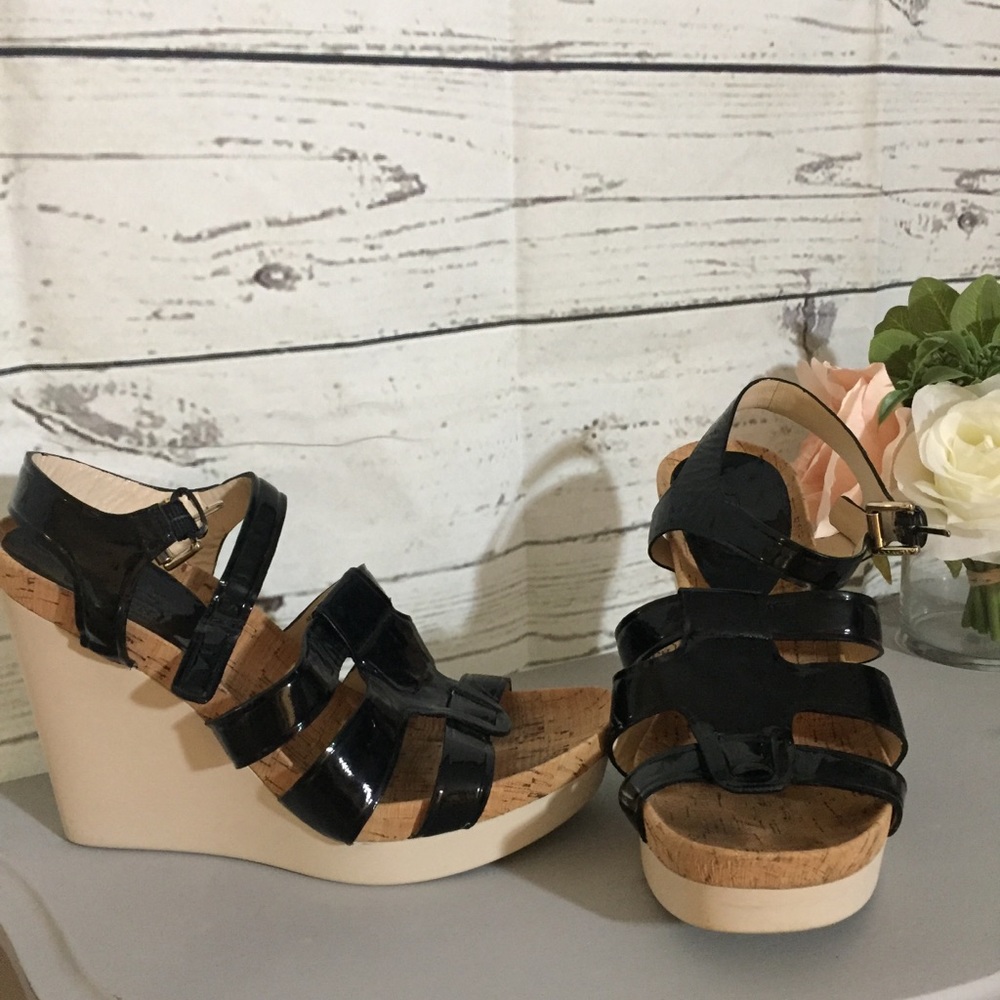 Coach Leala Black Patent Wedges